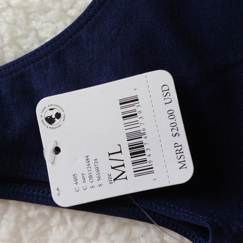 NWT Free People Intimately Navy Blue Scoop Neck Crop Tank Top Size M/L - Picture 4 of 6